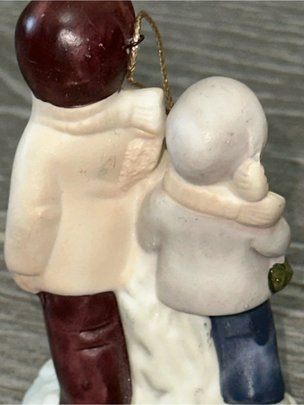 Vintage 1987 Claire Burke Christmas Figurine Ornament Winter Tree Hand Painted